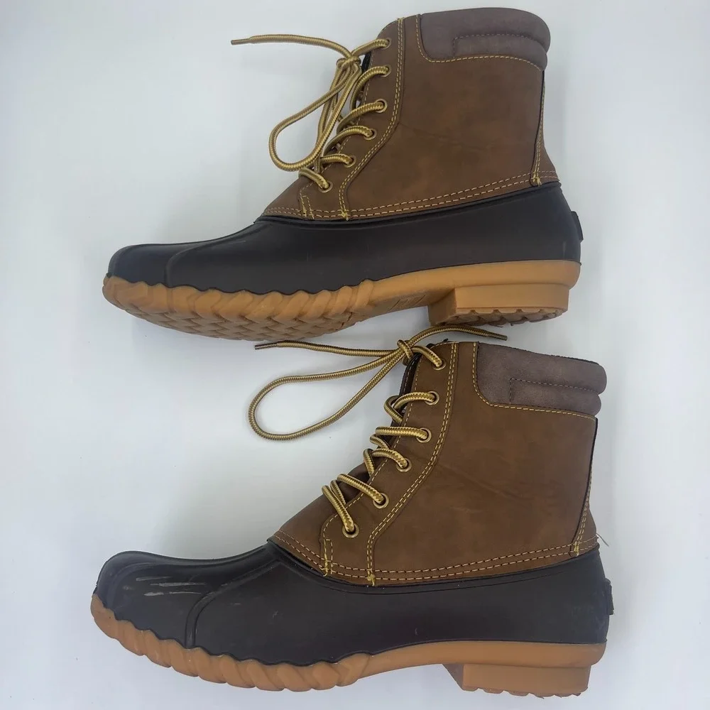 Aleader Duck Boots Men's Size 9 Brown Rubber Waterproof Winter Snow Shoes